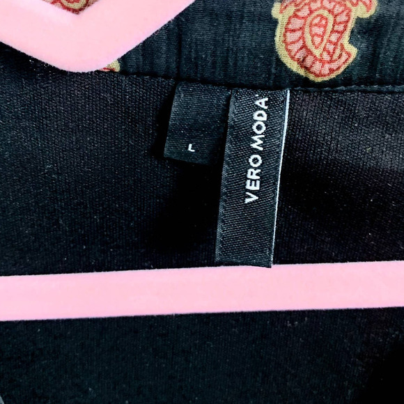 Vero Moda Mix Print Paisley 3/4 Sleeve Sheer Mini Smock Dress Multicolor Large - Picture 11 of 12